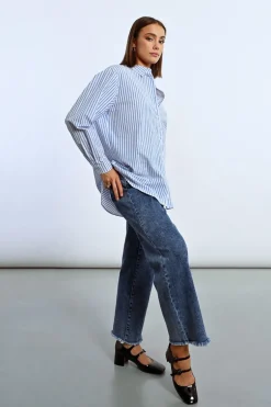 Chemise irisée oversize à rayures