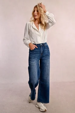Jeans large à la taille haute