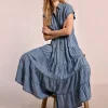 Longue robe chemise à volants