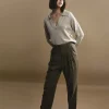 Pantalon à pinces en lin