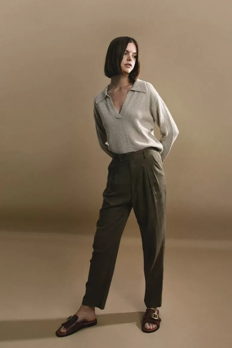 Pantalon à pinces en lin