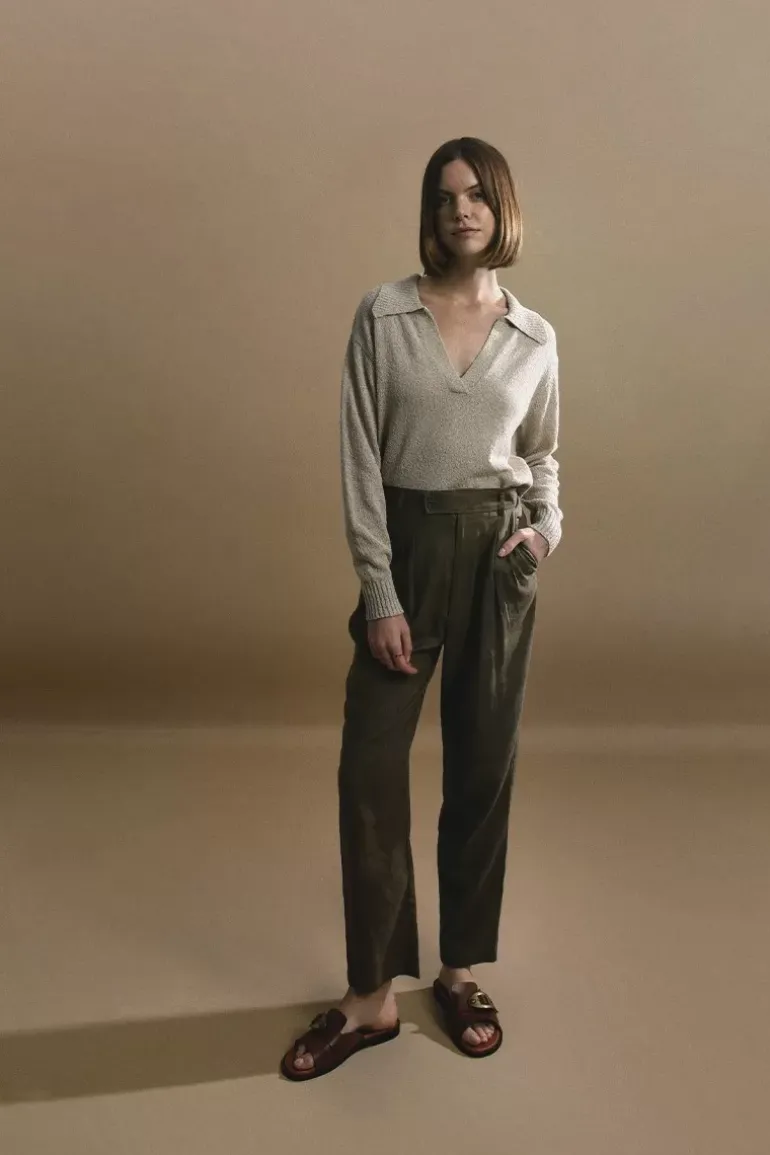 Pantalon à pinces en lin