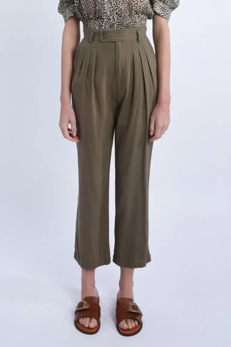Pantalon à pinces en lin
