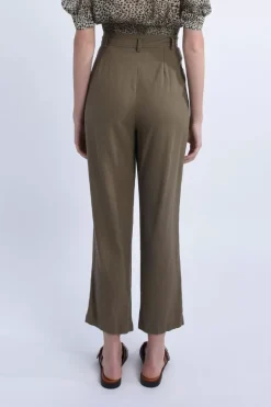 Pantalon à pinces en lin