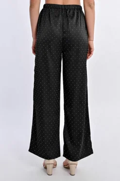 Pantalon satiné à strass