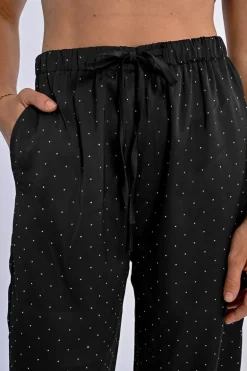 Pantalon satiné à strass