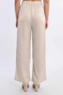 Pantalon satiné à strass