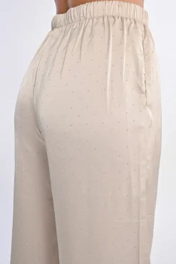 Pantalon satiné à strass