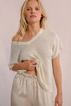 Pull en maille manches courtes