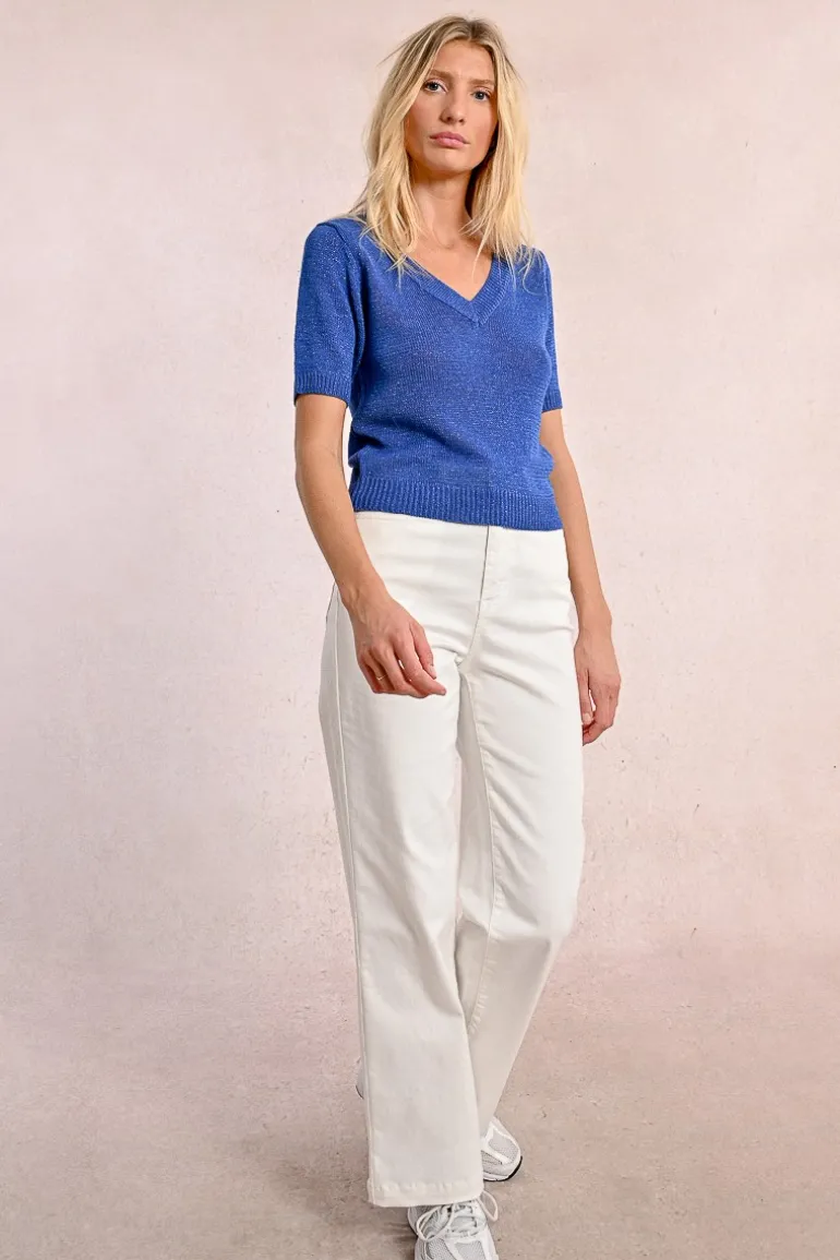 Pull en maille manches courtes