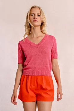 Pull en maille manches courtes