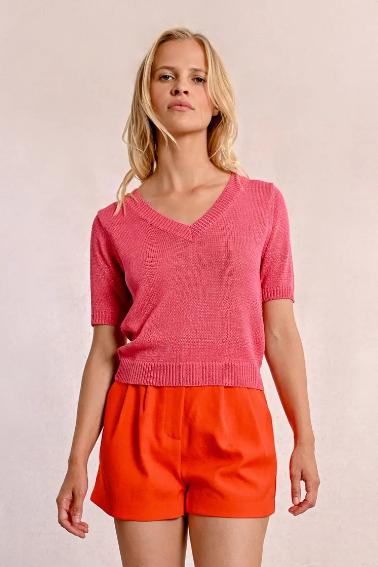 Pull en maille manches courtes