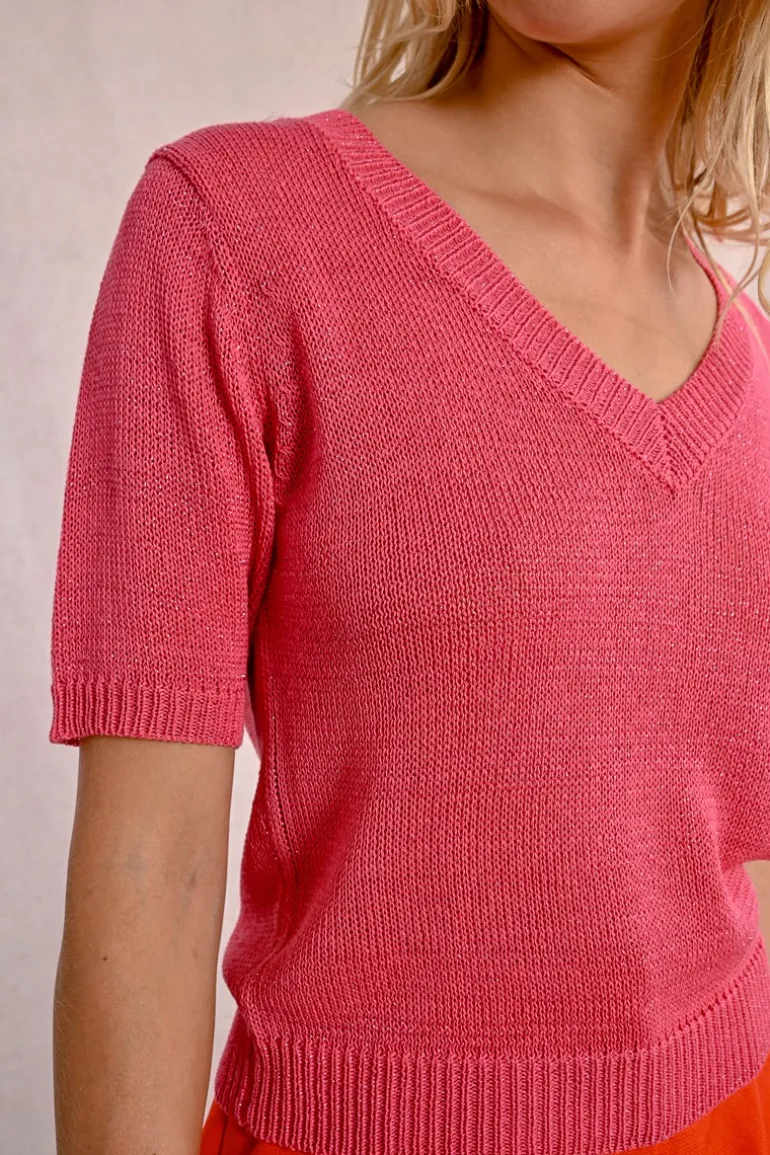 Pull en maille manches courtes