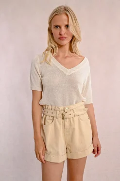 Pull en maille manches courtes