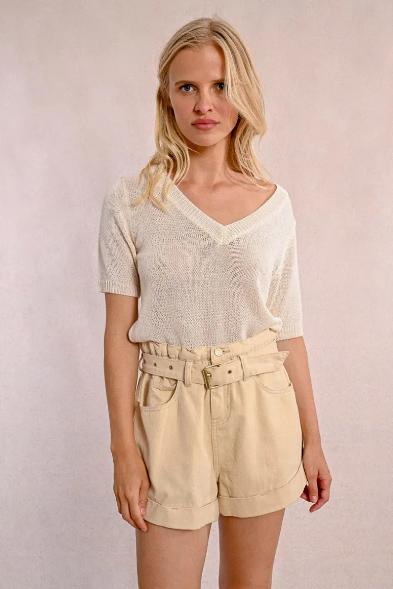 Pull en maille manches courtes