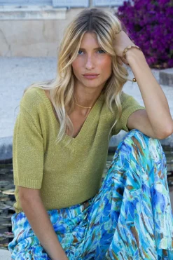 Pull en maille manches courtes