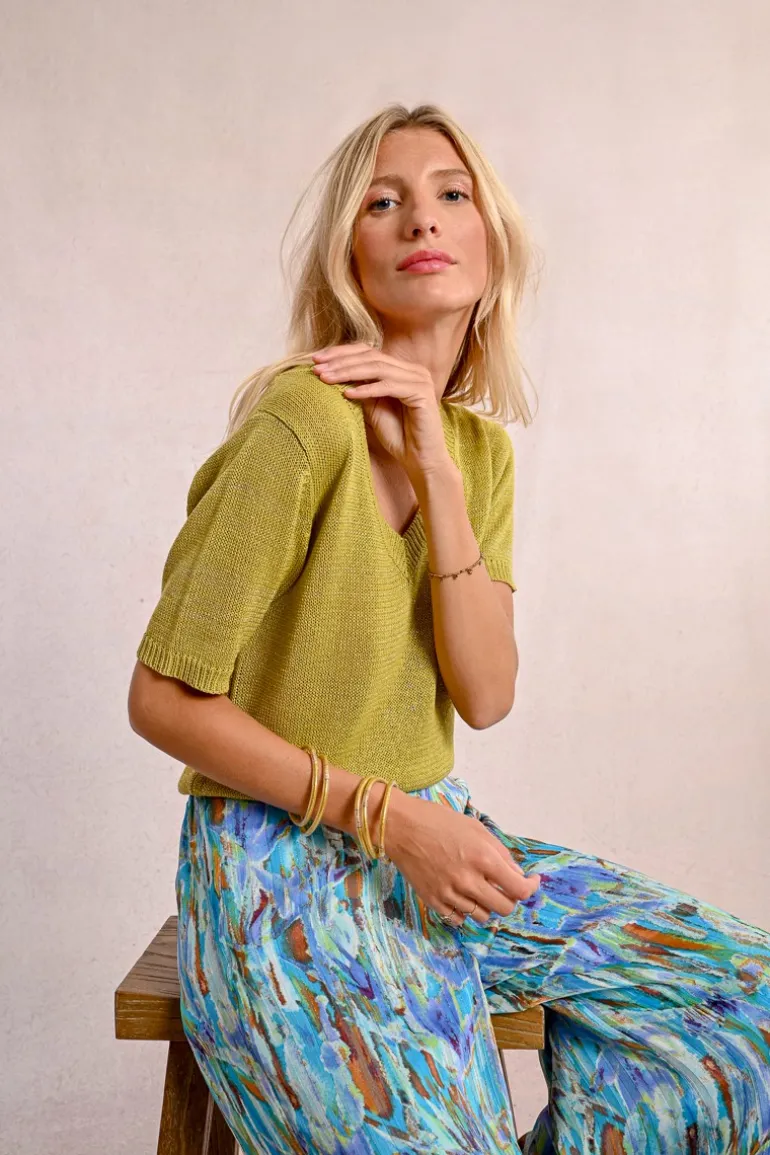 Pull en maille manches courtes