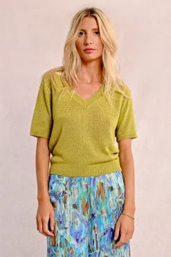 Pull en maille manches courtes