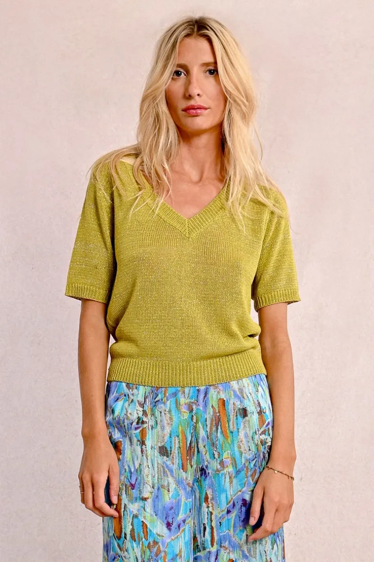 Pull en maille manches courtes