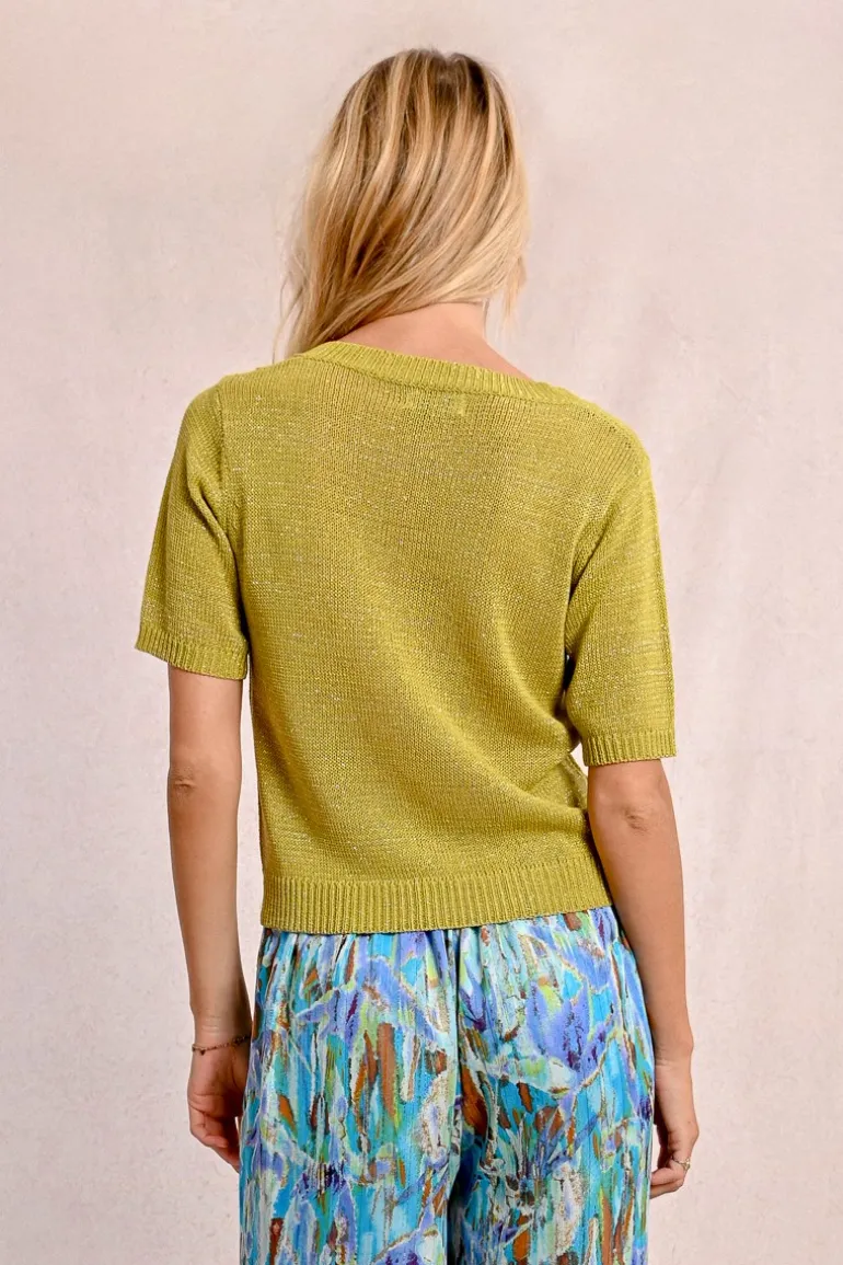 Pull en maille manches courtes