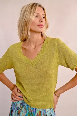 Pull en maille manches courtes
