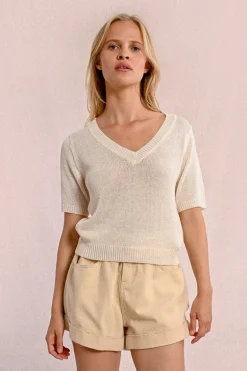 Pull en maille manches courtes