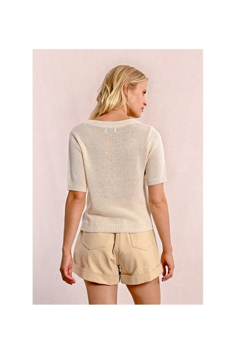 Pull en maille manches courtes