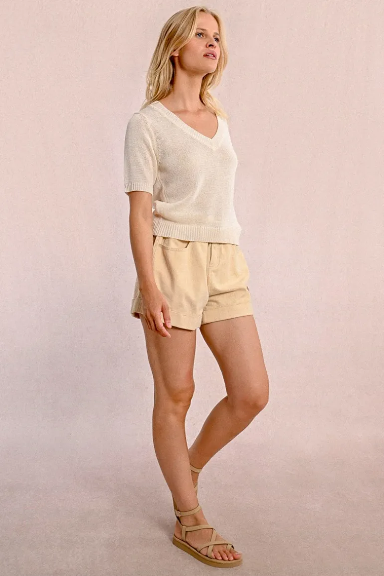 Pull en maille manches courtes