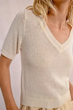 Pull en maille manches courtes