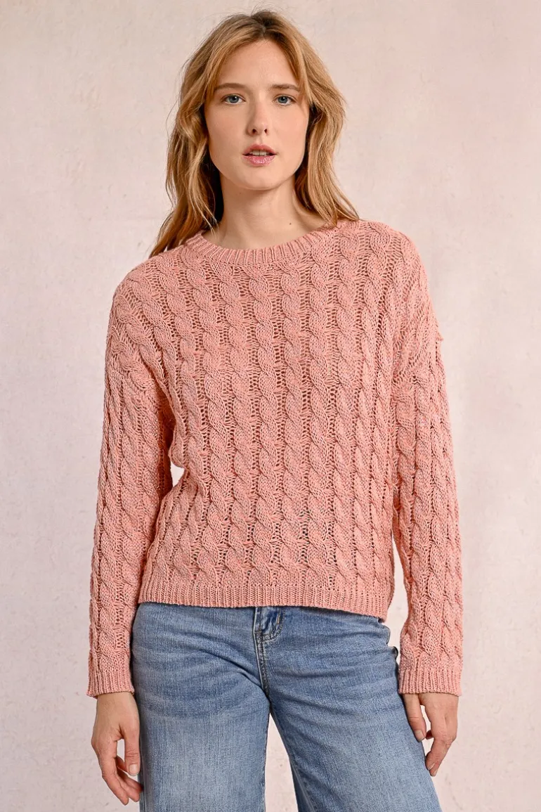 Pull en maille torsadé, manches longues