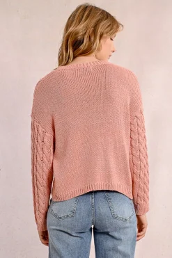 Pull en maille torsadé, manches longues