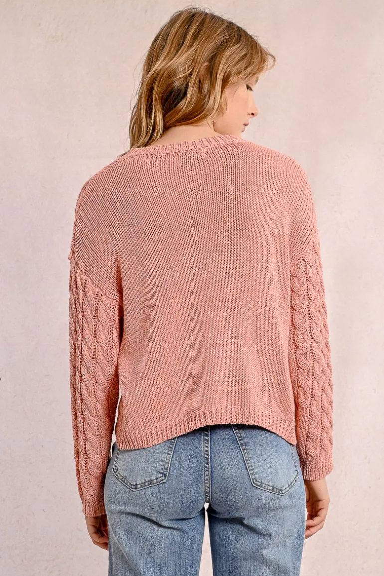 Pull en maille torsadé, manches longues