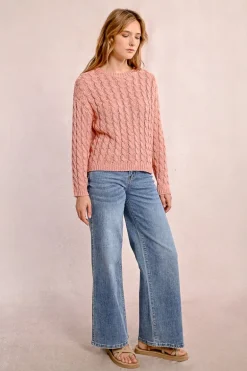 Pull en maille torsadé, manches longues