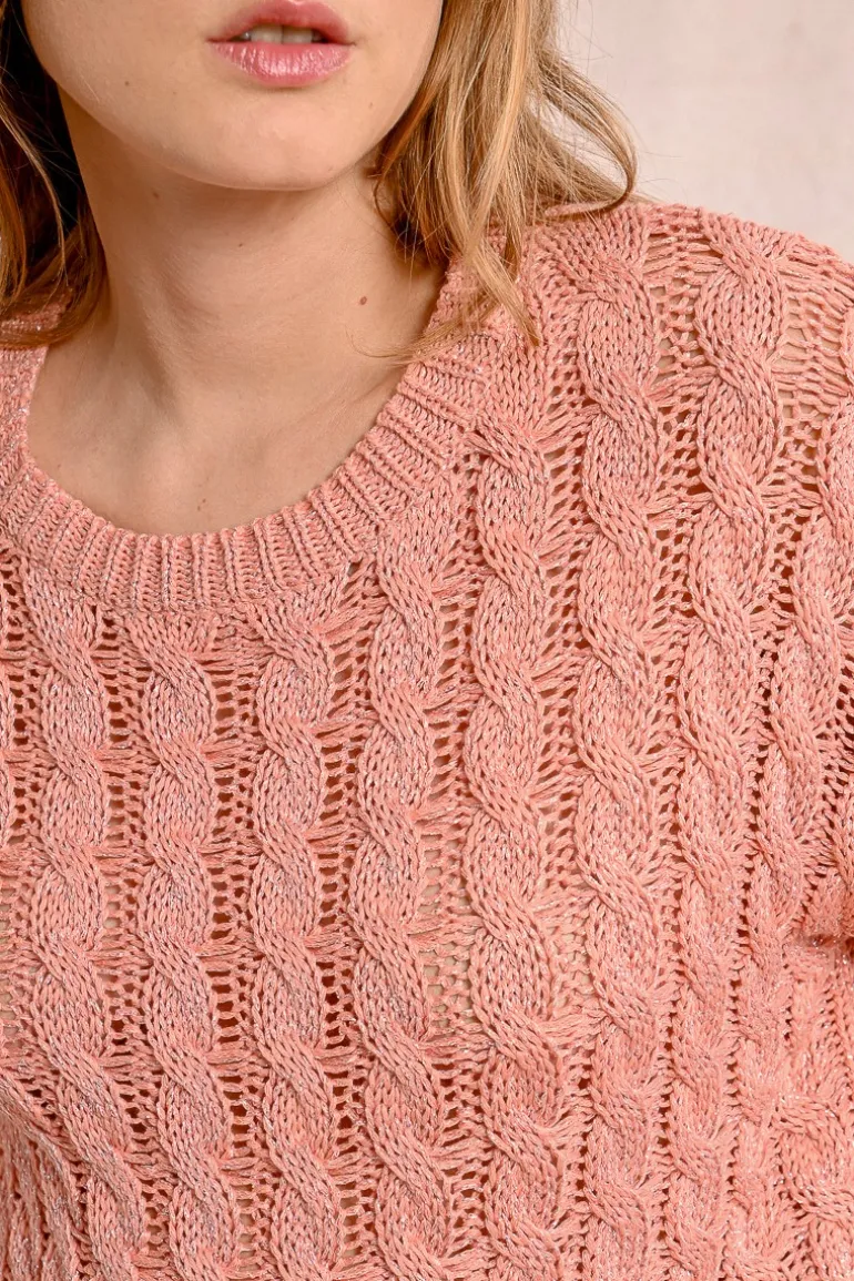 Pull en maille torsadé, manches longues