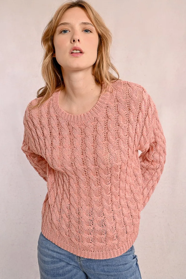 Pull en maille torsadé, manches longues