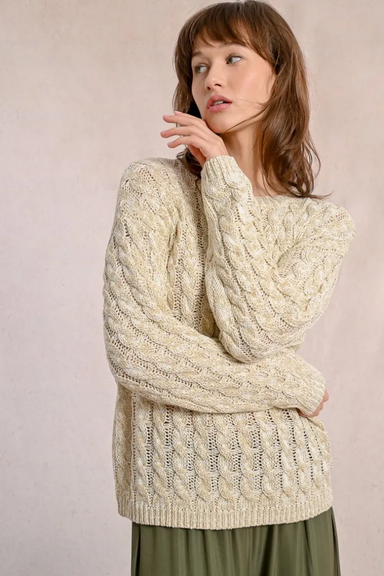Pull en maille torsadé, manches longues