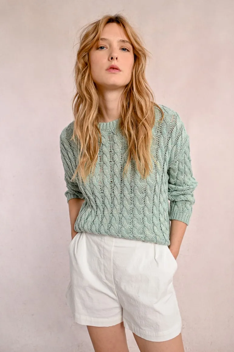 Pull en maille torsadé, manches longues