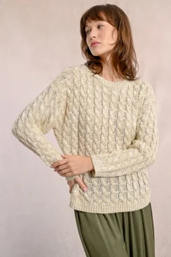 Pull en maille torsadé, manches longues