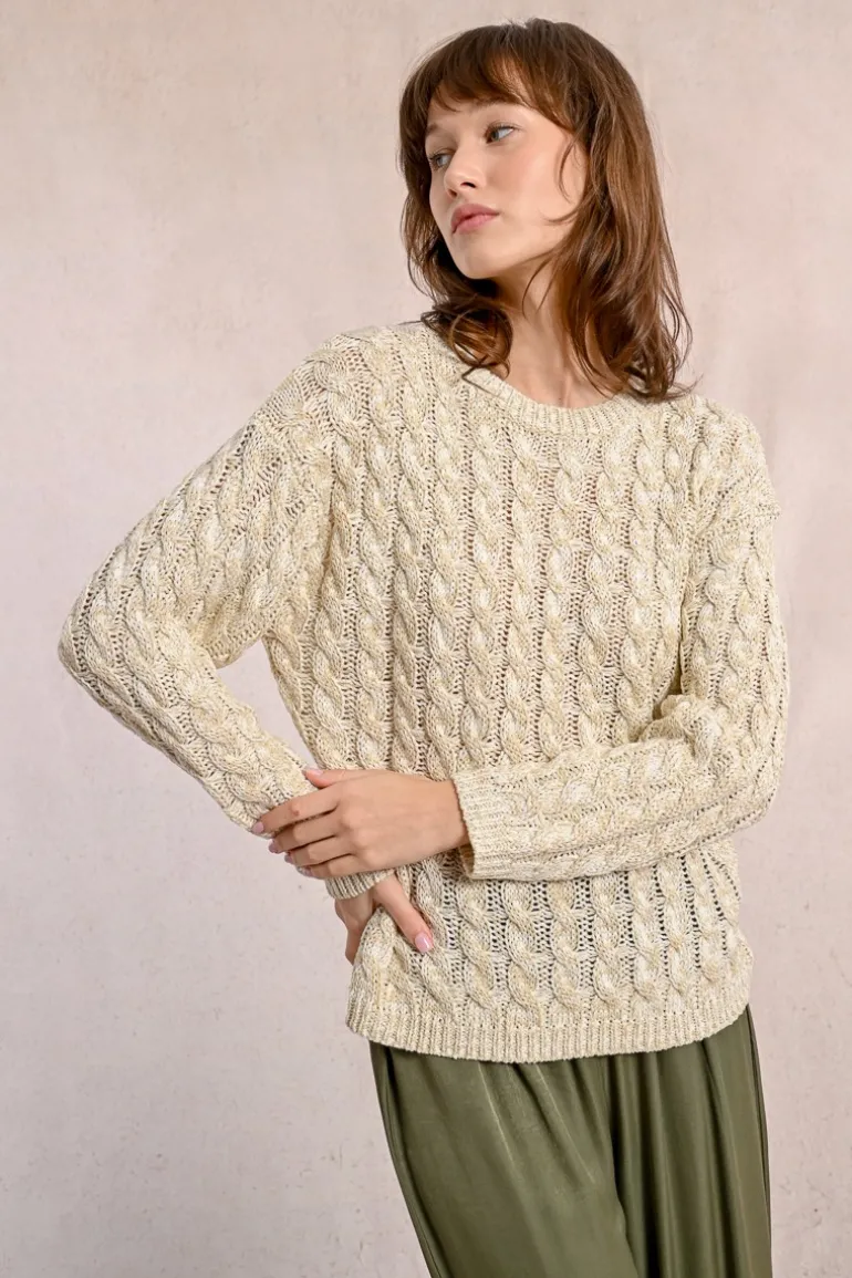 Pull en maille torsadé, manches longues