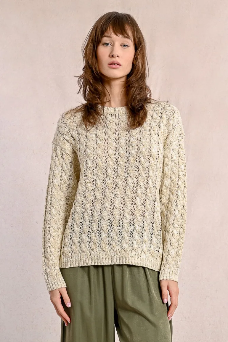 Pull en maille torsadé, manches longues