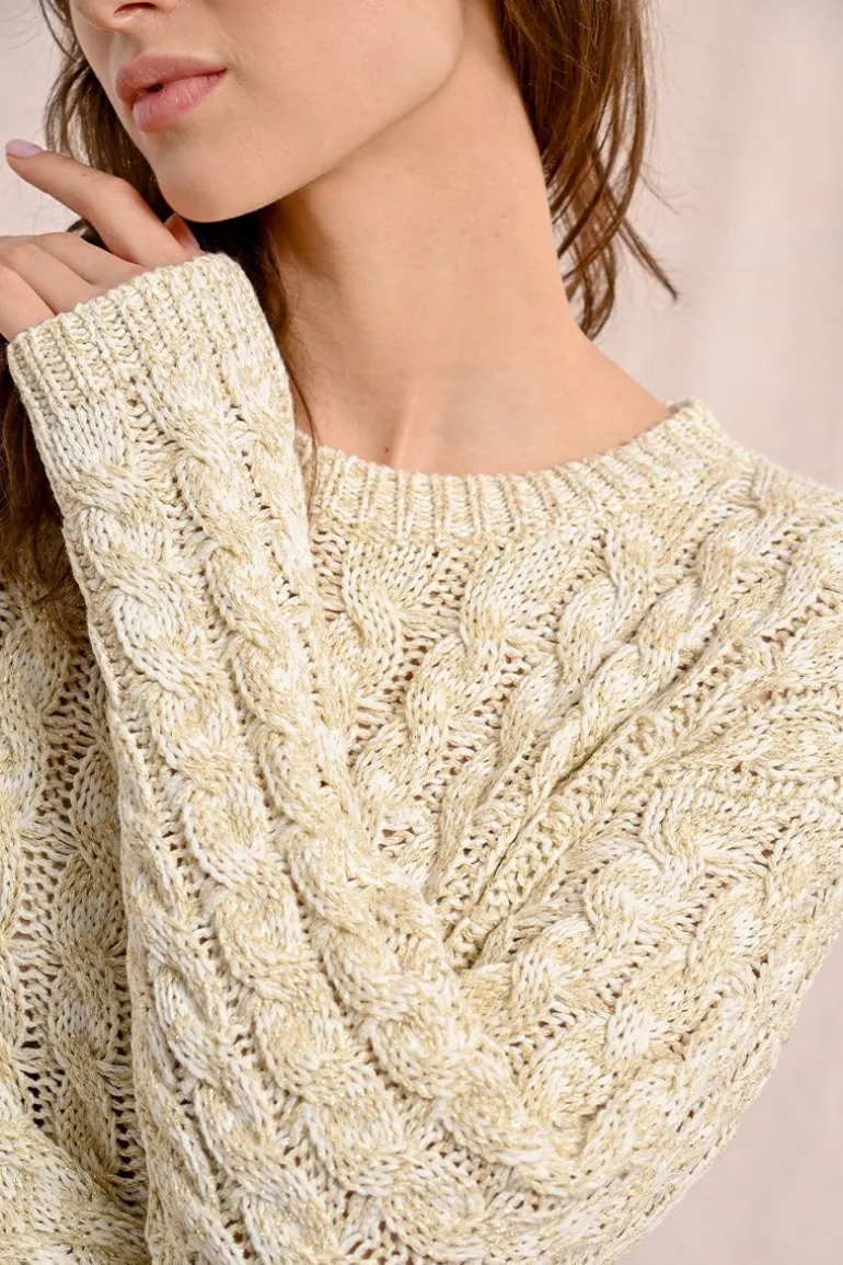 Pull en maille torsadé, manches longues