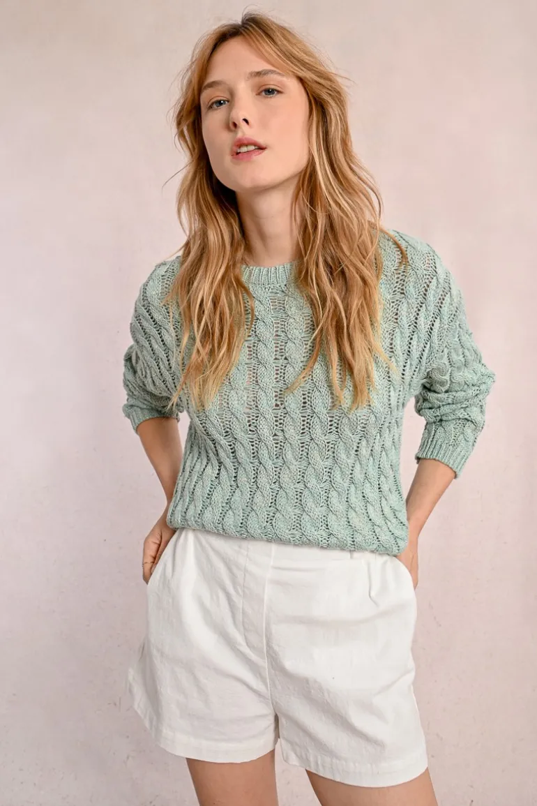 Pull en maille torsadé, manches longues