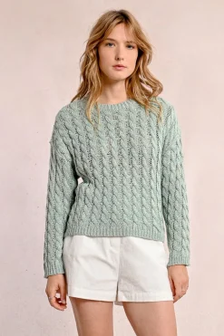 Pull en maille torsadé, manches longues