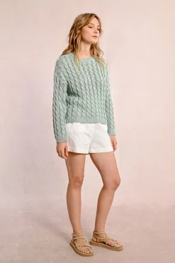 Pull en maille torsadé, manches longues