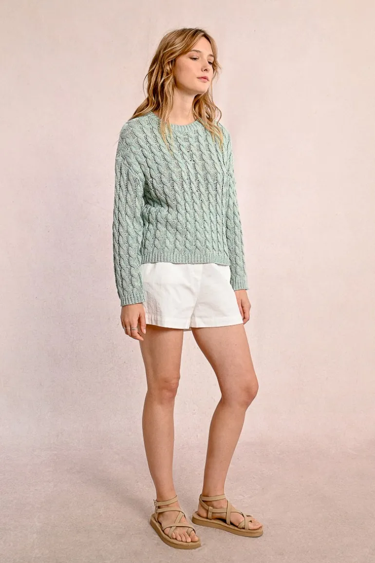 Pull en maille torsadé, manches longues