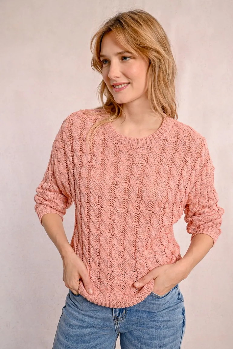 Pull en maille torsadé, manches longues