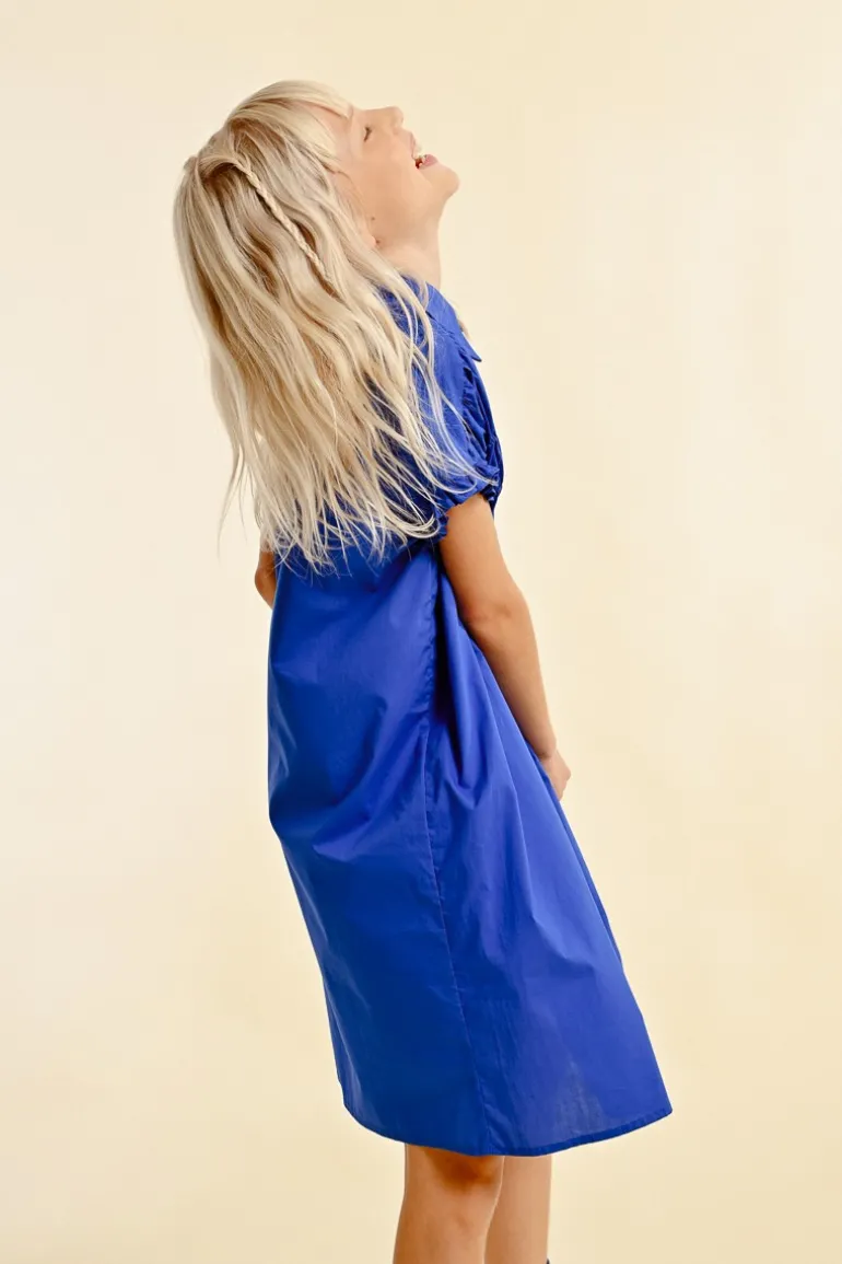 Robe chemise courte à détails smockés