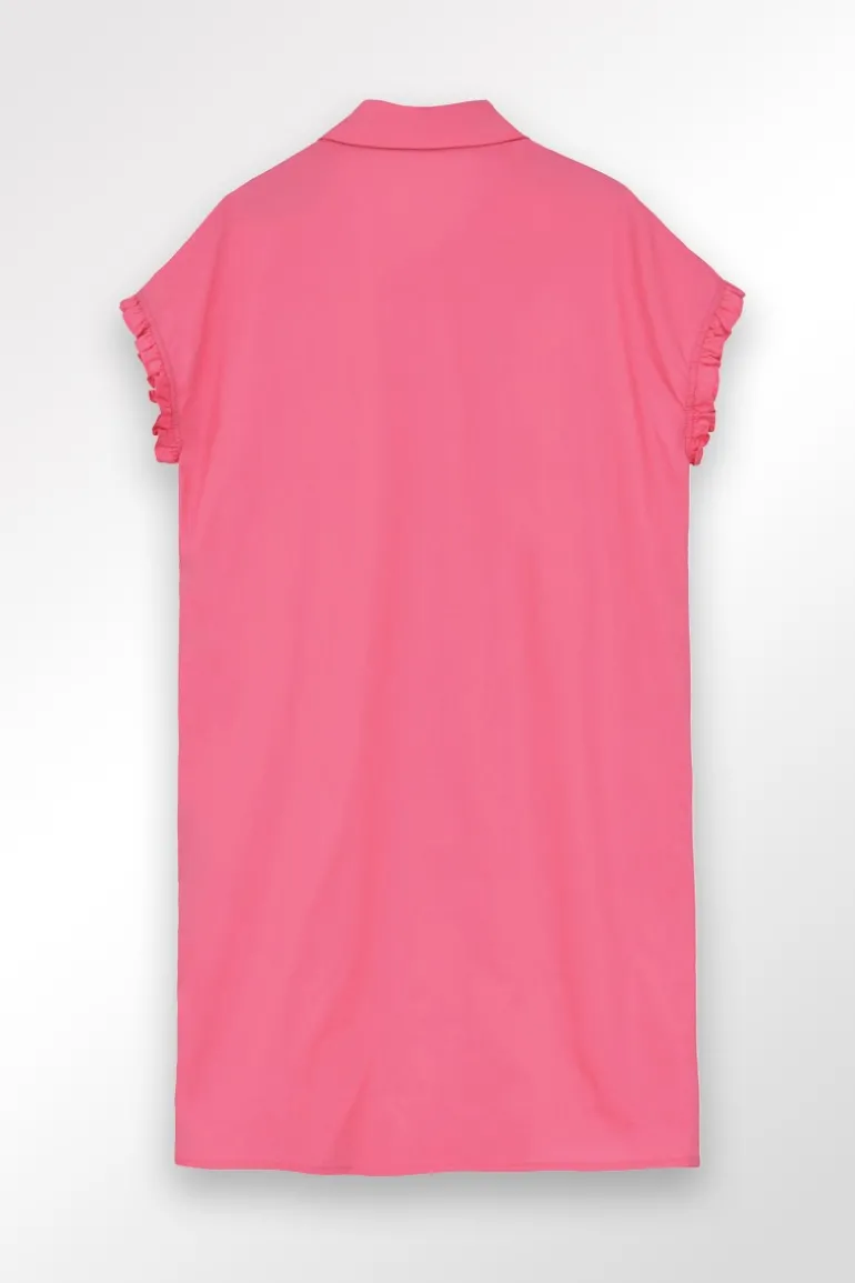 Robe chemise courte à détails smockés