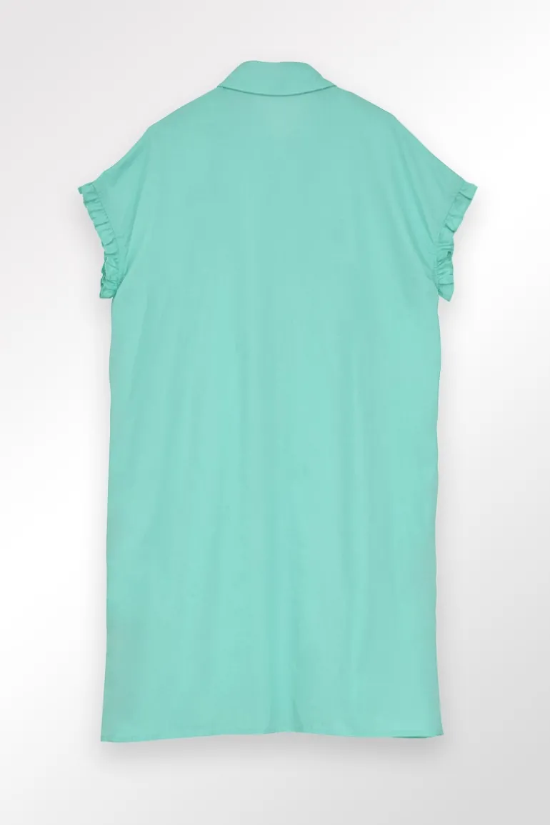 Robe chemise courte à détails smockés