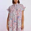 Robe chemise imprimée et froncée